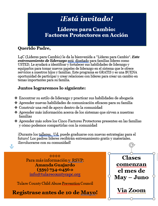 Programa de capacitación en liderazgo para la prevención del abuso infantil (español)